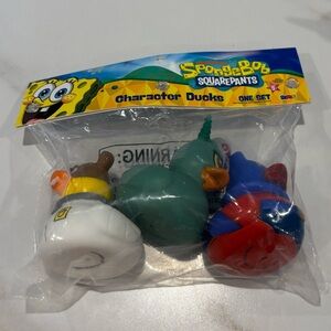 Set of Three SpongeBob Character Rubber Ducks Sandy Cheeks, Plankton and Man Ray